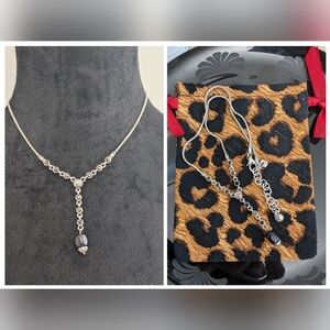 Brighton Rigoletto Lariat/"Y" Swarovski Crystal, Stone Necklace w/Jewelry Pouch